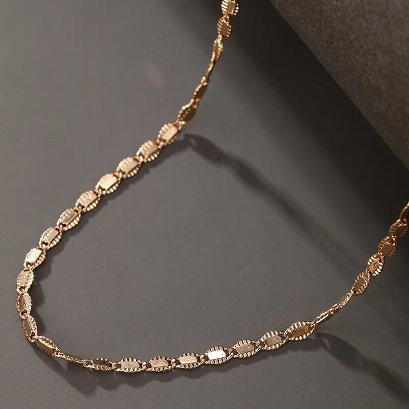 XP Jewelry --( 50 cm * 2.5 mm )  Gold Plated 18 K Classic Flat 20 inch Chain Necklaces For Cool Women Men Women Fashion Jewelry image 2