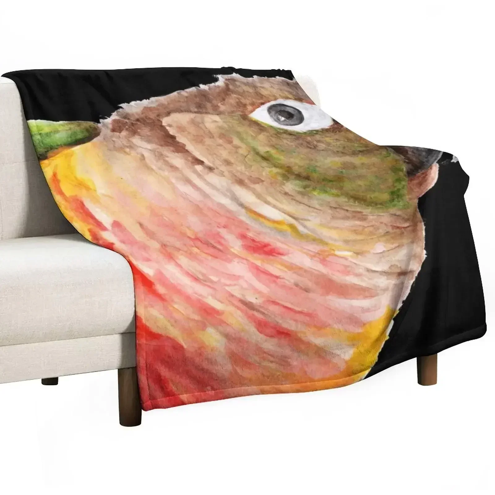 Copie de Green-cheeked Conure - Watercolor Art Red Yellow Green Throw Blanket Anti Shedding Soft Fuzzy Blanket for Home