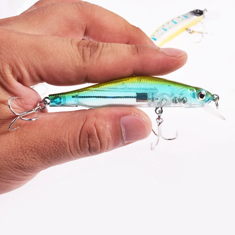 1 pieza, señuelo de pesca minnow, 9 cm, 9 g, hundimiento suspendido wobbler, tackle, señuelo artificial de plástico con 6 # anzuelos triples para la lubina y el lucio - imagen 4