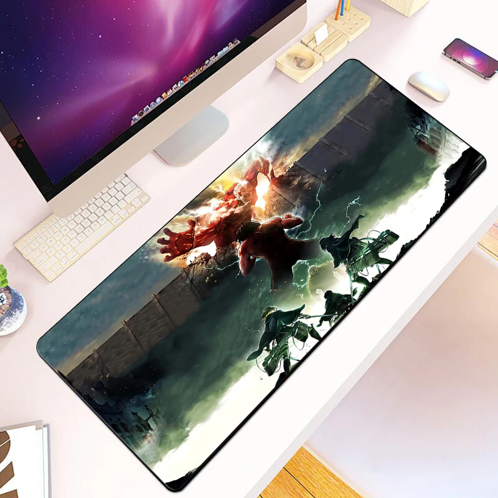 Attack on Titan Mousepad HD Printing Computer Gamers Locking Edge Non-slip Mouse Pad XXL90x40cm Keyboard PC Desk Pad