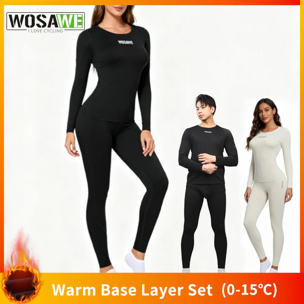 

WOSAWE Winter Cycling Thermal Underwear Men Women Base Layers Long Johns Bicycle Keep Warm Tops Pants Set Compression Sportswear