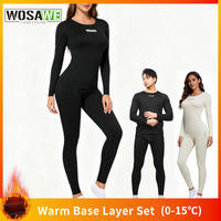 WOSAWE Winter Cycling Thermal Underwear Men Women Base Layers Long Johns Bicycle Keep Warm Tops Pants Set Compression Sportswear