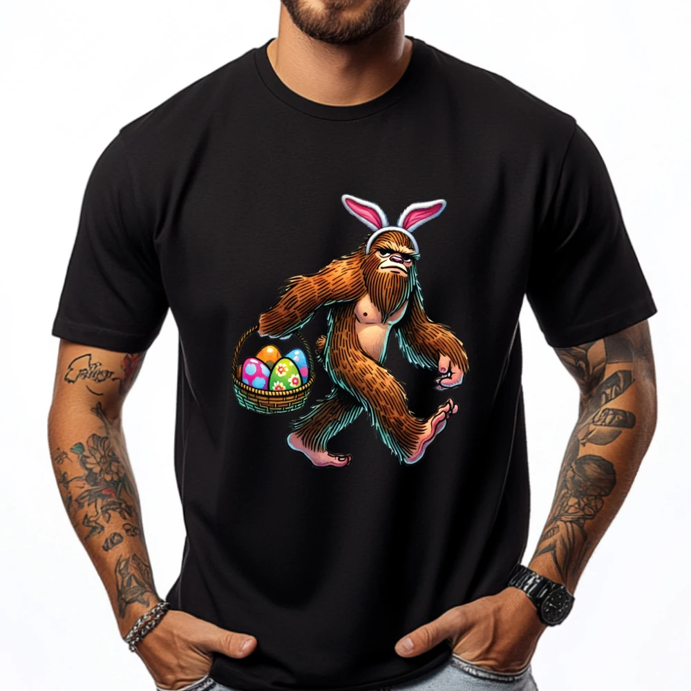 

Dabbing Bigfoot Easter Eggs Bunny Boys Easter White T Shirt Men Men's Shirt Graphic T Shirts Meme Tshirt Big And Tall Vegan