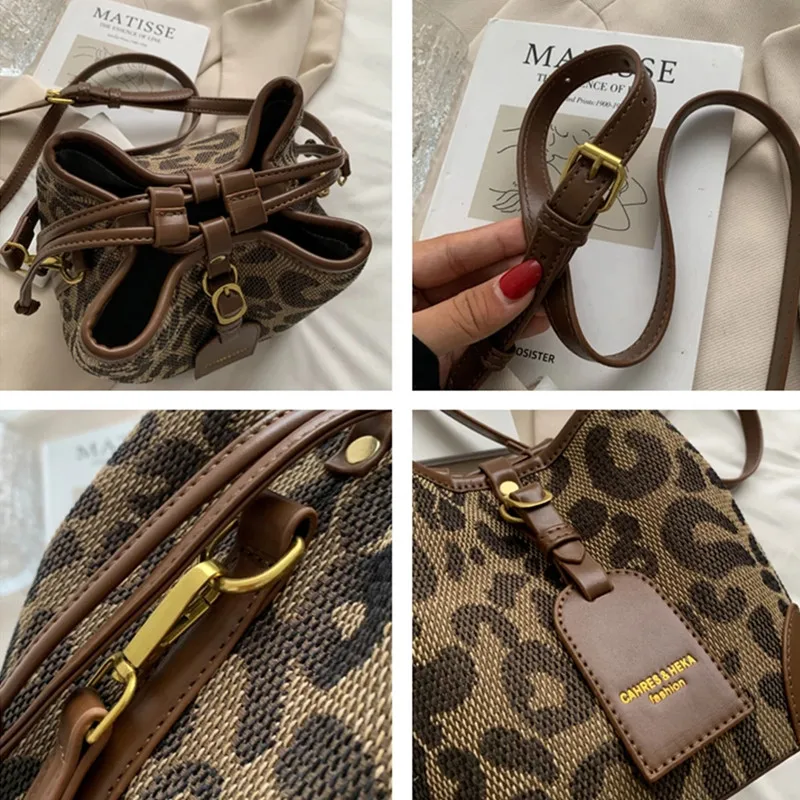 Jamhoo Leopard małe PU skórzane damskie wiadro Crossbody torby projektant torba na ramię luksusowa marka torebka damska Lady Trend Tote