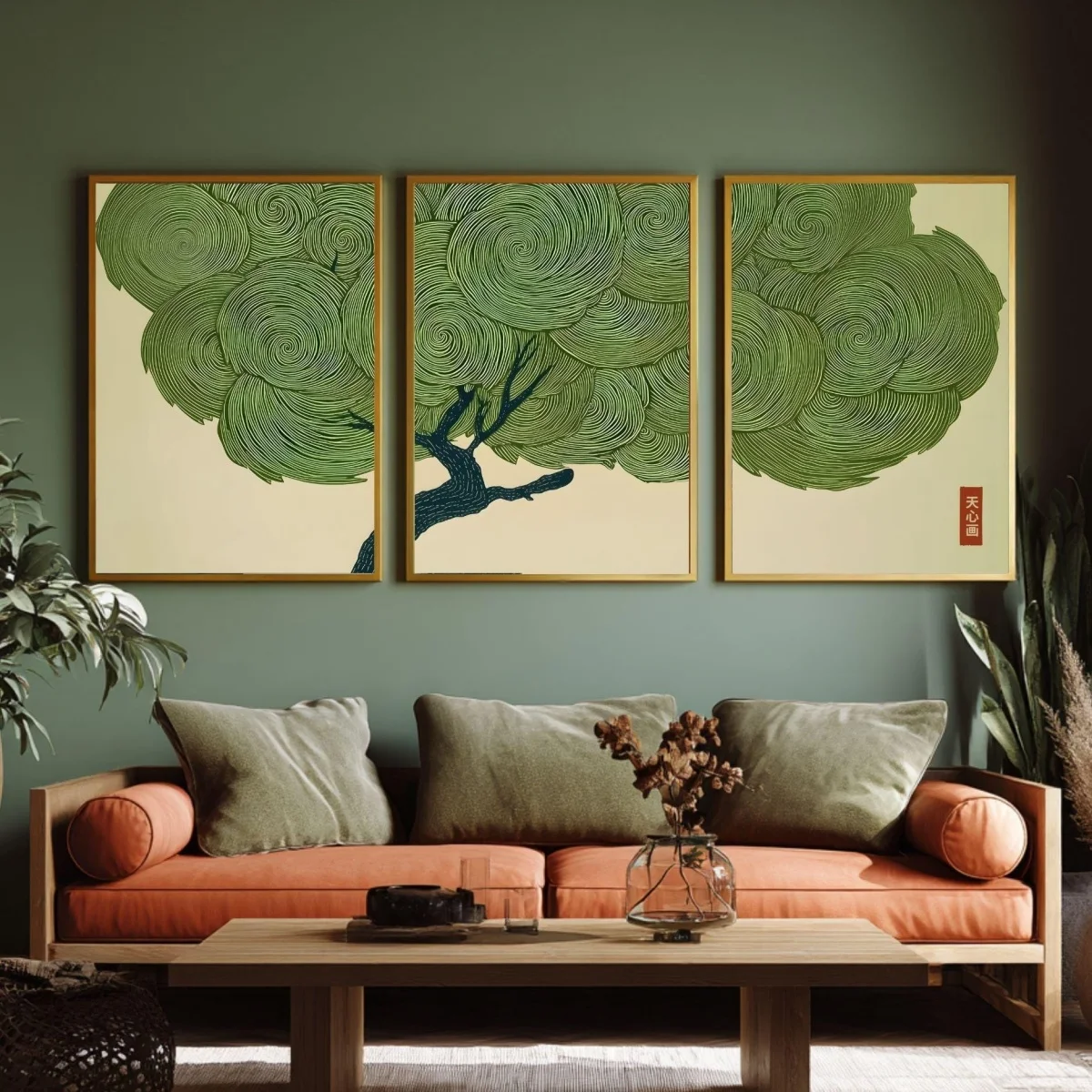 3pcs (No frame),3pcs/set Japanese Wabi Sabi Tree Canvas Prints Poster Vintage Japandi Zen Botanical Prints Berdroom Wall Art Hom