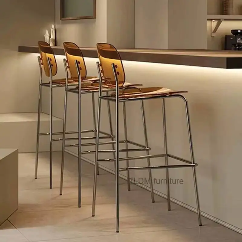 البراز الراقي الشمال مسند الظهر القهوة عالية المطبخ متجر المنزلية بار مصمم الكراسي بار الأثاث الاكريليك البلاستيك بار البراز #5