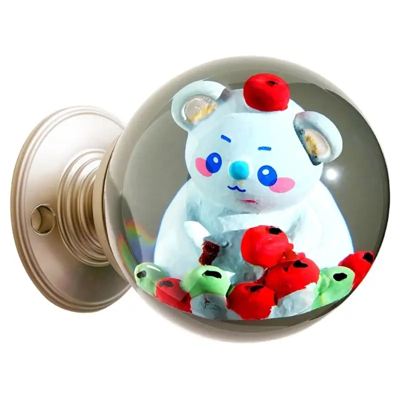 652F Clear Ball Door Pull Handle with Molded Figure, Rounded Grip and Metal-Look Base for Bedroom, Room and Cabinet Use