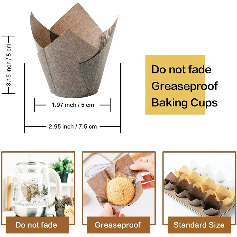 Tulip Cupcake Liners Baking Cupcake Liners Holders Baking Cups Cupcake Wrapper for Party Wedding Birthday Cupcakes Liners