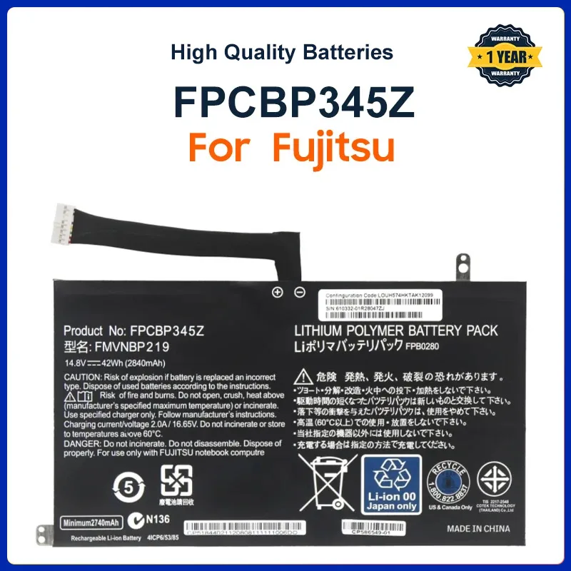 

Аккумулятор FPCBP345Z для ноутбука Fujitsu LifeBook UH572 UH552 серия Ultrabook FMVNBP219 FPB0280 FPCBP345Z 14,8 V 2840mAh