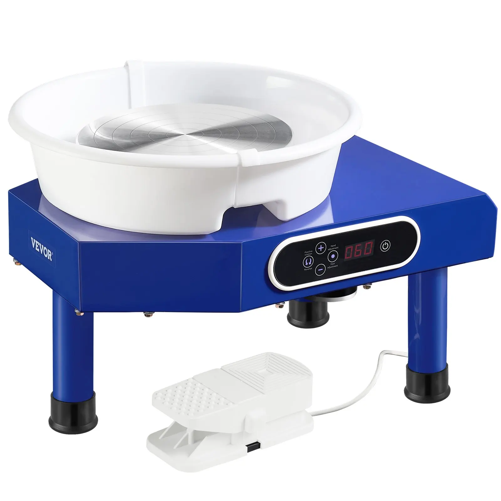 

Pottery Wheel, 10in Ceramic Wheel Forming Machine, Foot Pedal ABS Detachable Basin, 60-300RPM Adjustable Speed Manual LCD Panel