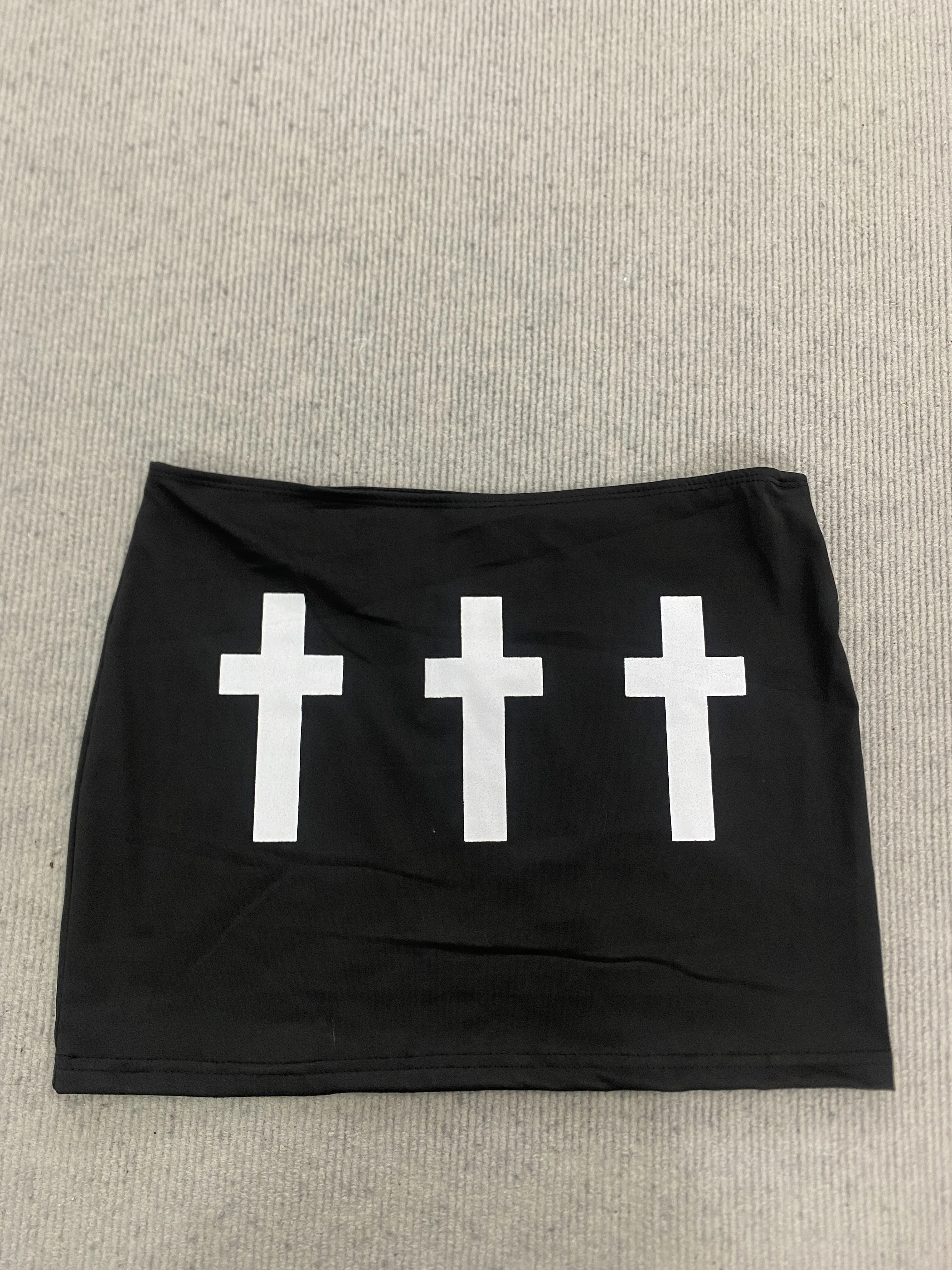 Summer American gothic high street fashion versatile mini skirt Millennium Y2K sexy spicy girl style cross print slim mini skirt