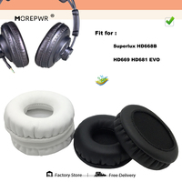 Morepwr New Upgrade Replacement Ear Pads for Superlux HD668B HD669 HD681 EVO Headset Parts Leather Cushion Velvet Earmuff Sleeve