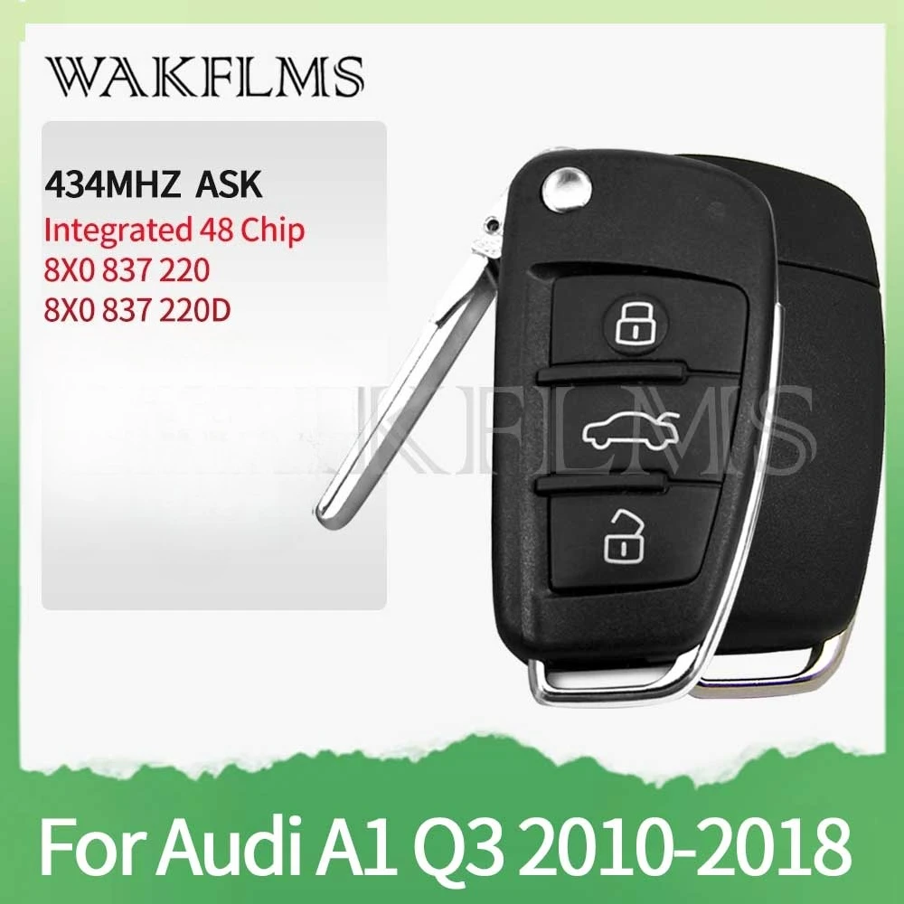 Für Audi A1 Q3 2011-2018 Fernbedienung Autoschlüssel 434MHz Integrierter 48-Chip 8X0 837 220 8X0 837 220 D 8X0837220 8X0837220D – Detail 1