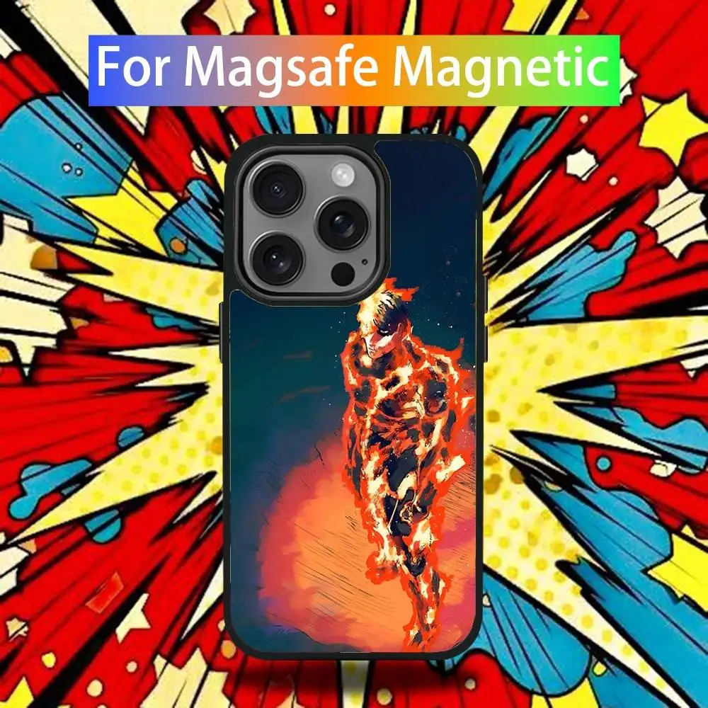 Capa de telefone anime fire p-punch para iphone 17,16,15,14,13,12,11, pro, max, plus, mini, se4, e carregamento magnético sem fio magsafe