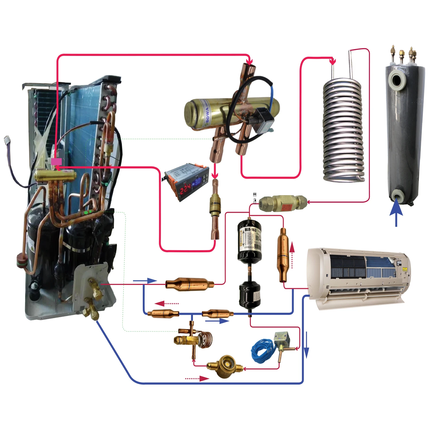 36000BTU R410a air Conditioner Newly Installed Heat Pump Working Stuff Is Used to Reclaim Heat to Domestic Hot Water or Swimming