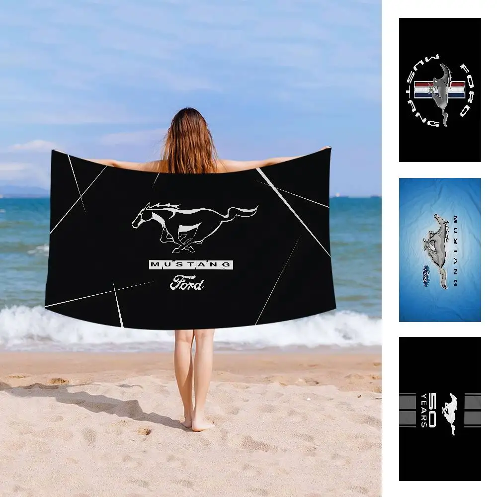 F-Ford Car M-Mustang Microfiber Printed Beach Towel Mountain Climbing Yoga Beach Swimming Running Absorbent Soft Towel