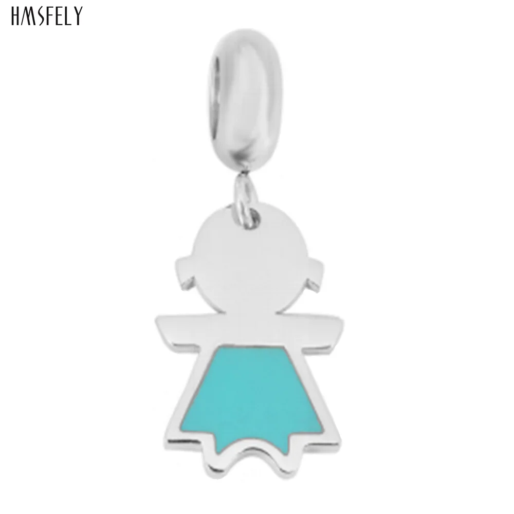 HMSFELY 316L Stainless Steel Little Boy Girl Pendant Accessories Tags For DIY Charm Bracelet Necklace Jewelry Making Accessories