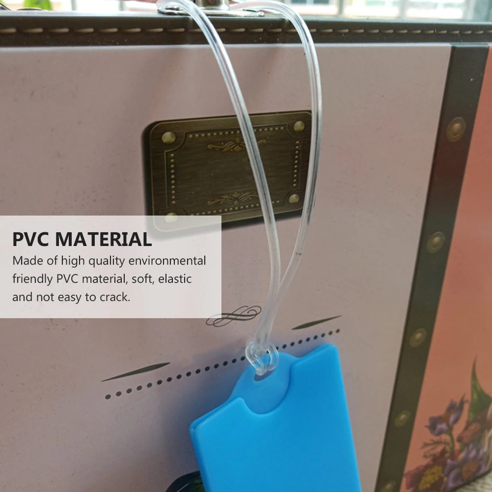 

100 pcs Clear PVC Luggage Tag Strap Soft Elastic Reusable Loops Suitcase Travel Office ID Card Holder Baggage Accessories