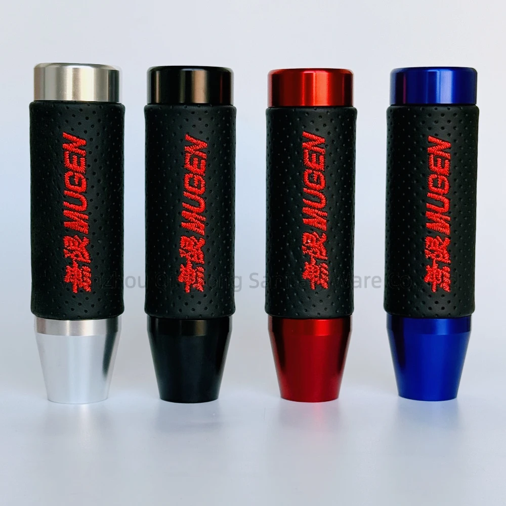 

Удлиненная ручка переключения передач Mugen 13 см, универсальный алюминий + кожаный стиль, головка переключения механической коробки передач