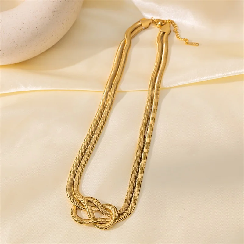 EILIECK 316L Edelstahl Goldfarbenes Breites Kettenhalsketten-Armband-Set für Damen, Trendiger Wasserdichter Schmuck-Set, Geschenk für Damen – Detail 14