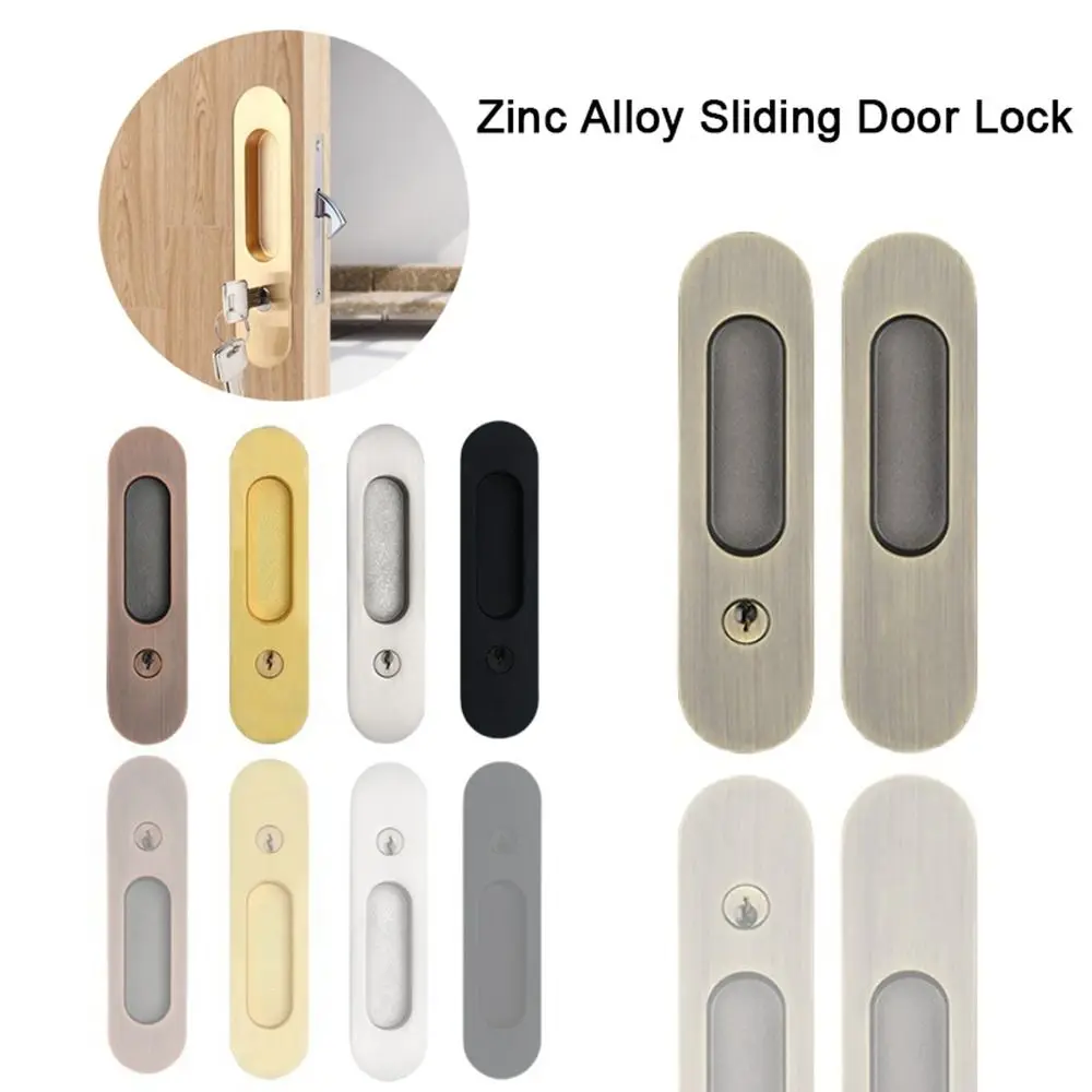 New Zinc Alloy Sliding Door Lock Hidde Anti-theft Door Pull Lock Hardware Interior Door Hidde Handle Lock Sliding Door