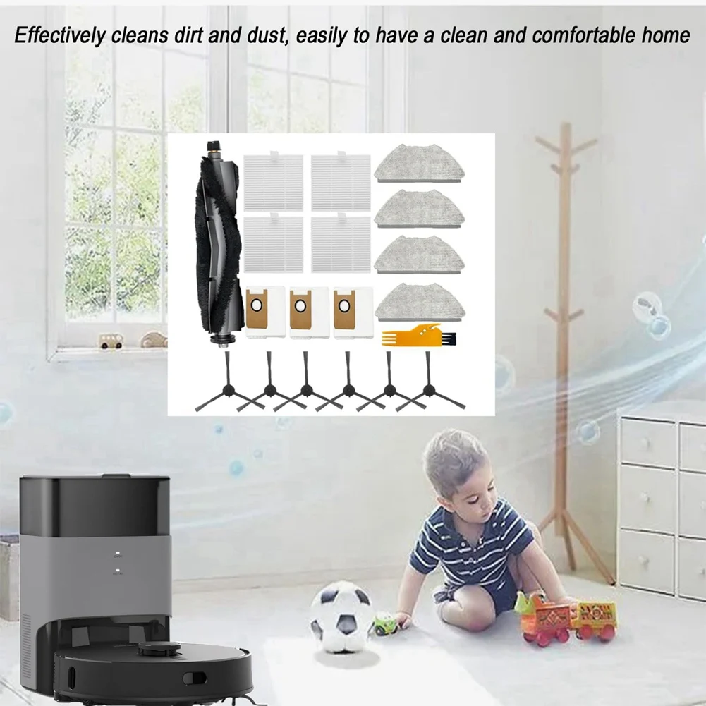 

WCS-19-Piece Accessory Kit For AIRROBO T20+ Robot Vacuum Cleaner: Main Brush, Dust Bag, HEPA Filter, Mop Pad, Side Brush