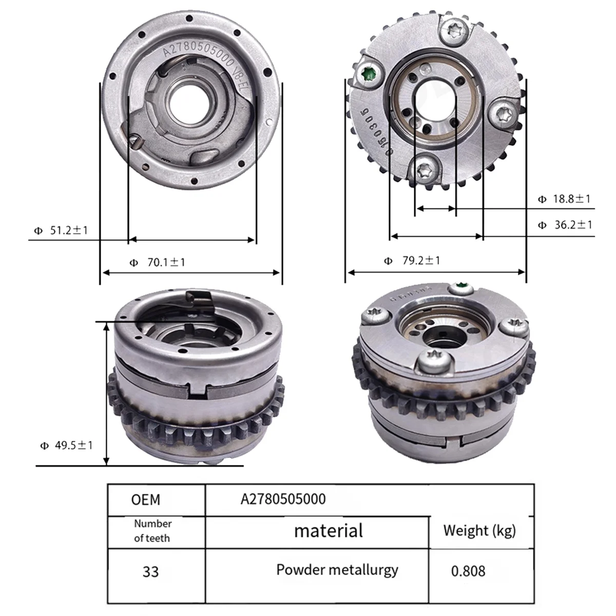 A2780505000 Timing Camshaft Phase Adjuster Camshaft Sprocket for M278