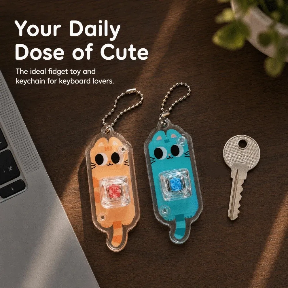 Portable Keychain Fidget Tactile Cute Mechanical Keyboard Keychain Mechanical Buttons Mini Button Keychain Bag Charm