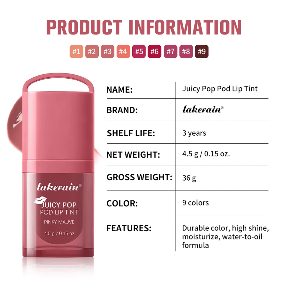 Juicy Box Shape Lip Tint Gloss Moisturizing Lightweight & Non-Sticky Lip Staion Long-Lasting High Shine Finish Lips Makeup