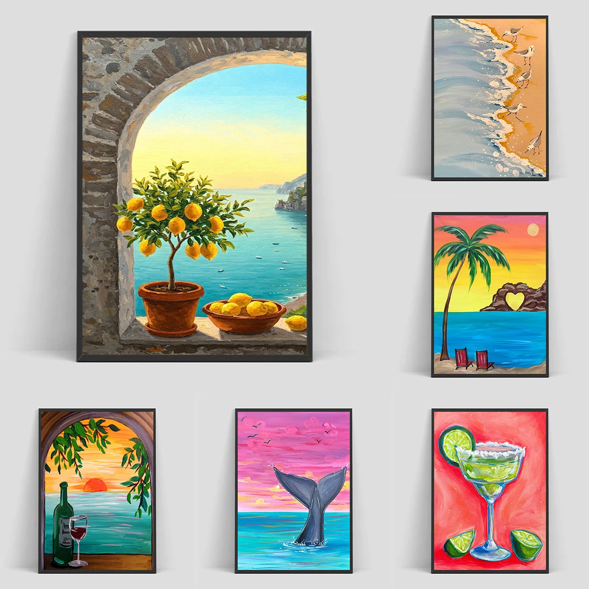 

Aesthetic Coastal Canvas Wall Art Poster Seaside Beach Birds Fish House Home Living Room Decoration Bedroom Decorations