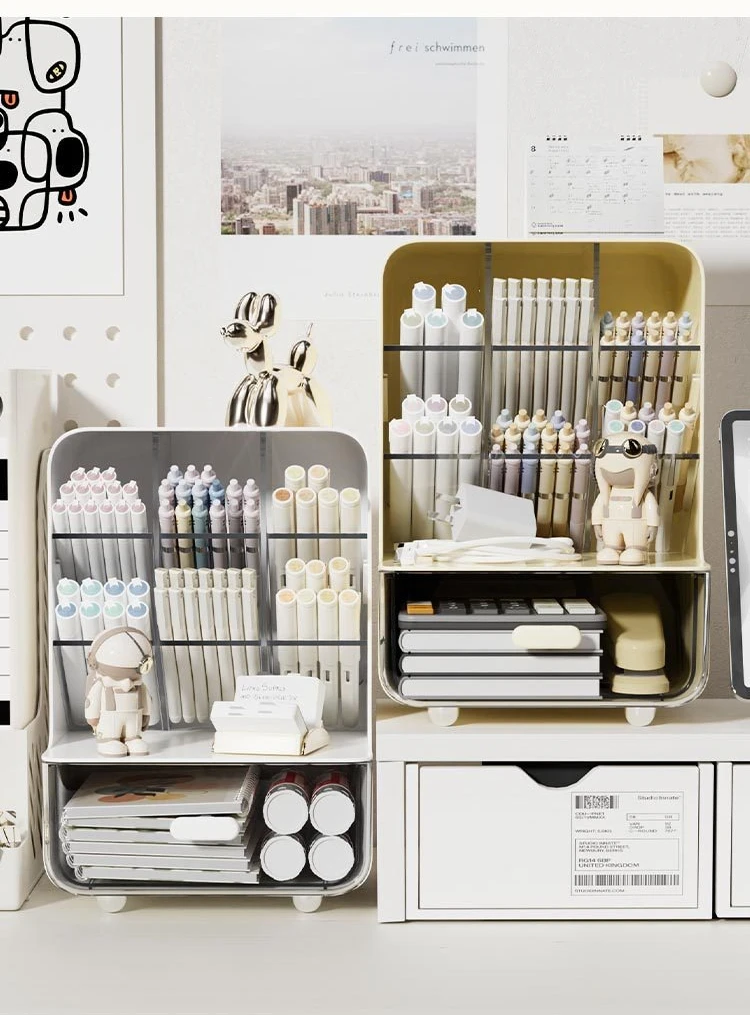 Inclined Pen Holder Student Writing Desk Stationery Storage Box Large Capacity Office Desktop Sundries Rack image 6