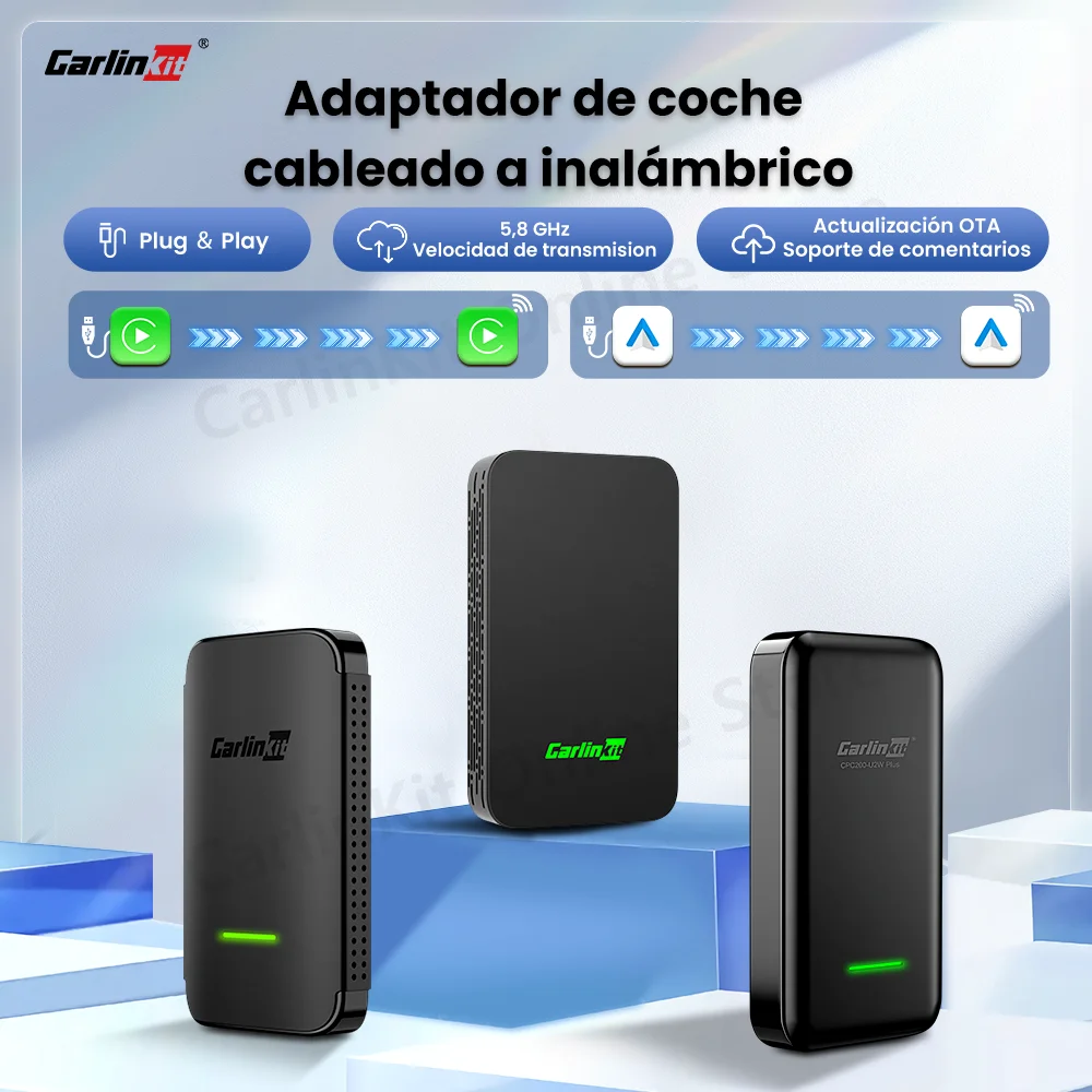 CarlinKit-adaptador inalámbrico para coche, caja 4 en 1 con CarPlay, Android, Spotify, para Mazda, Toyota, Mercedes, Peugeot, Volvo, Kia, 5,0 2AIR