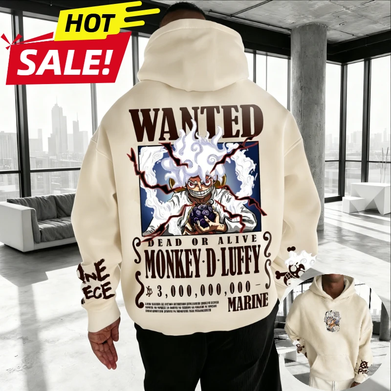 Sudadera con Capucha de Anime One Piece Nika Luffy para Hombre, Estilo Harajuku 2026, Sudadera con Capucha Extra Grande para Mujer, Estilo Vintage de Invierno, Top de Manga Larga