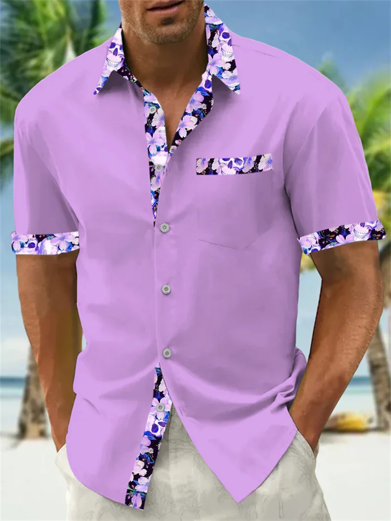 

2025 Retro Colorful Peace Pattern Men's Shirt 3D Printed Short Sleeve Collar Shirt Summer Street Button Shirt