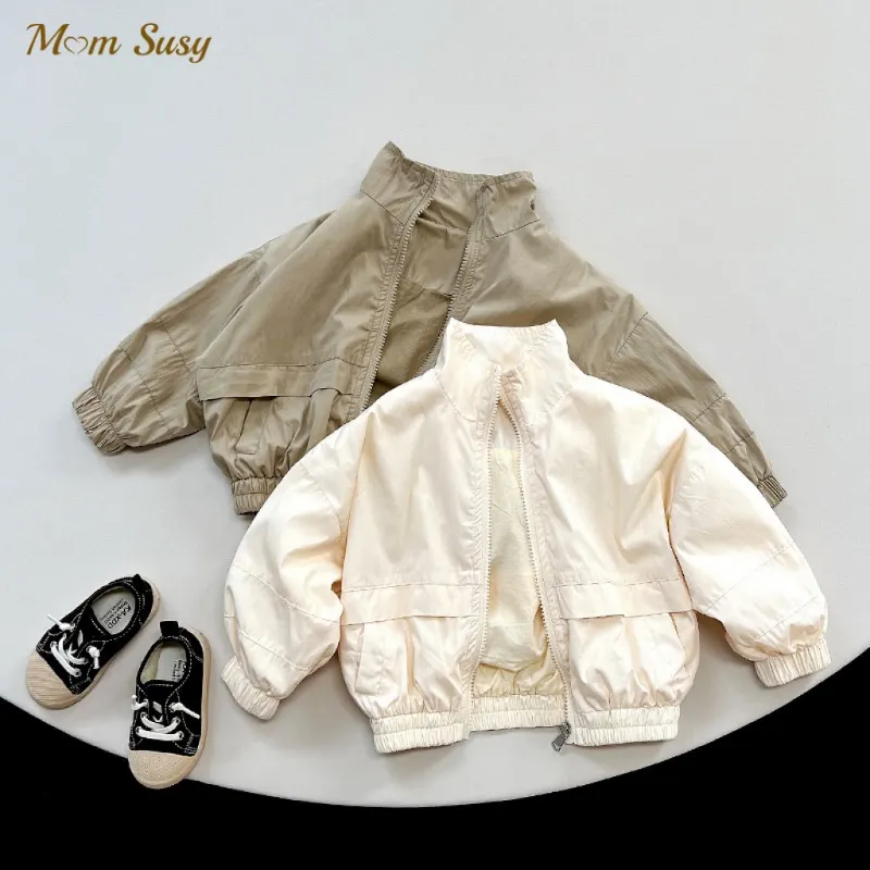 Fashion Baby Girl Boy Cotton Jacket Infant Toddler Kids Coat Autumn Spring Summer Solid Color Sun Protect Baby Clothes 1-7Y