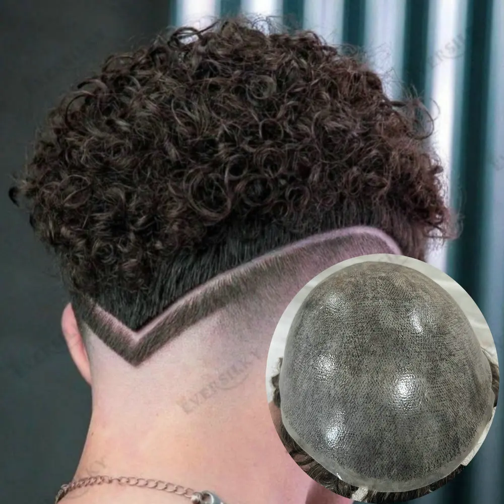 

15 мм афро мужская вьющаяся прическа серо-черные человеческие волосы мужской парик прочная кожа силиконовая основа мужские волосы система капиллярных протезов