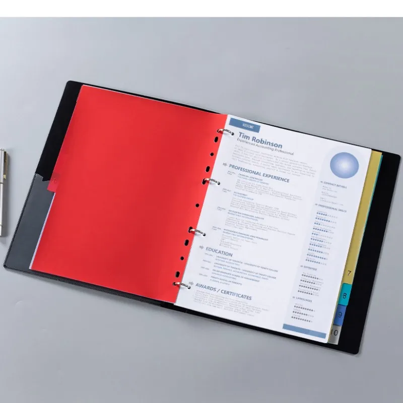 A4 Plastic Binder Index Dividers Classification Paging Separation Color Paper Print 10/12/21 Pages File Folder Accessories