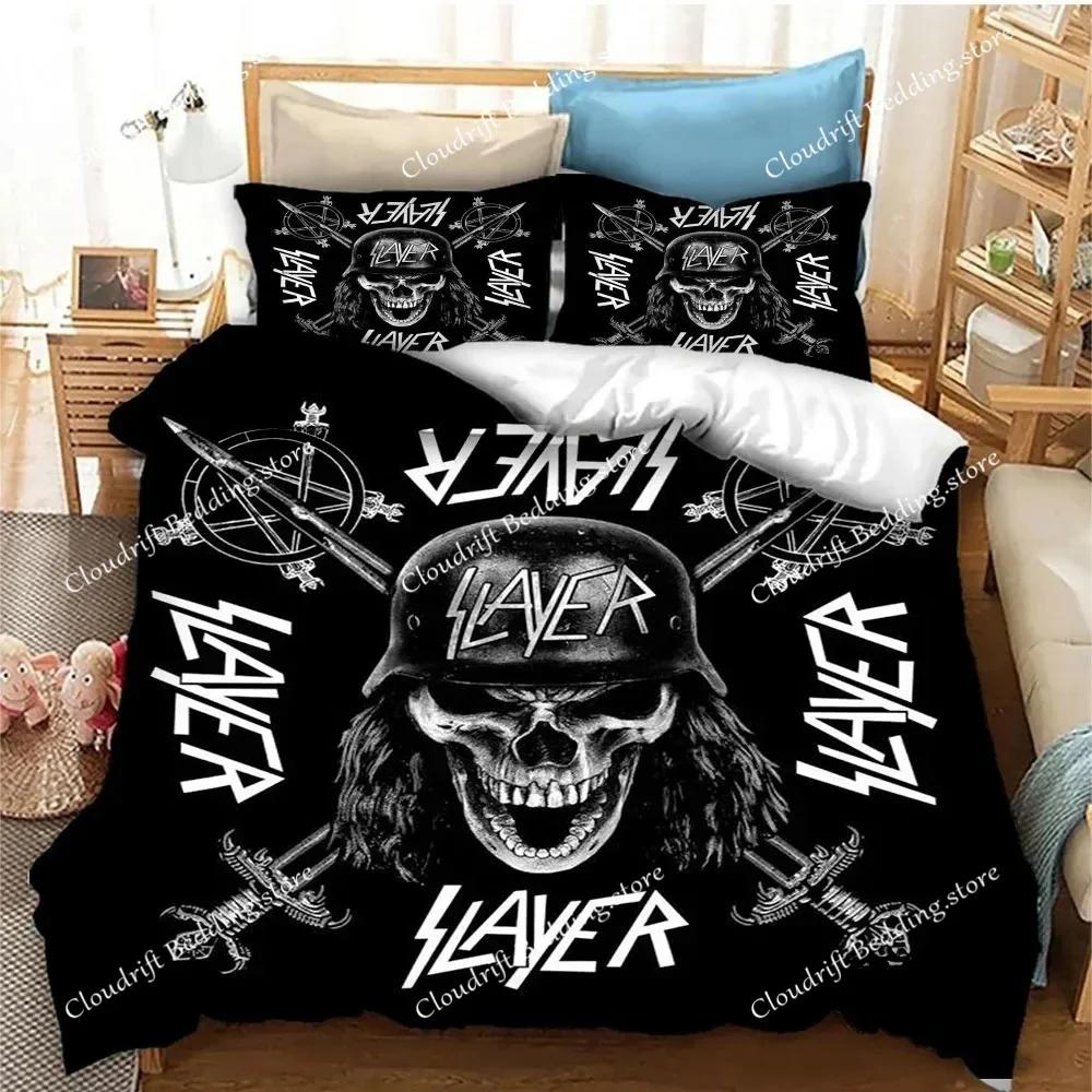 

Slayer Heavy Metal Band Music Comforter Bedding Set,Duvet Cover Bed Set Quilt Cover Pillowcase,king Queen Size Bedding Set Boys