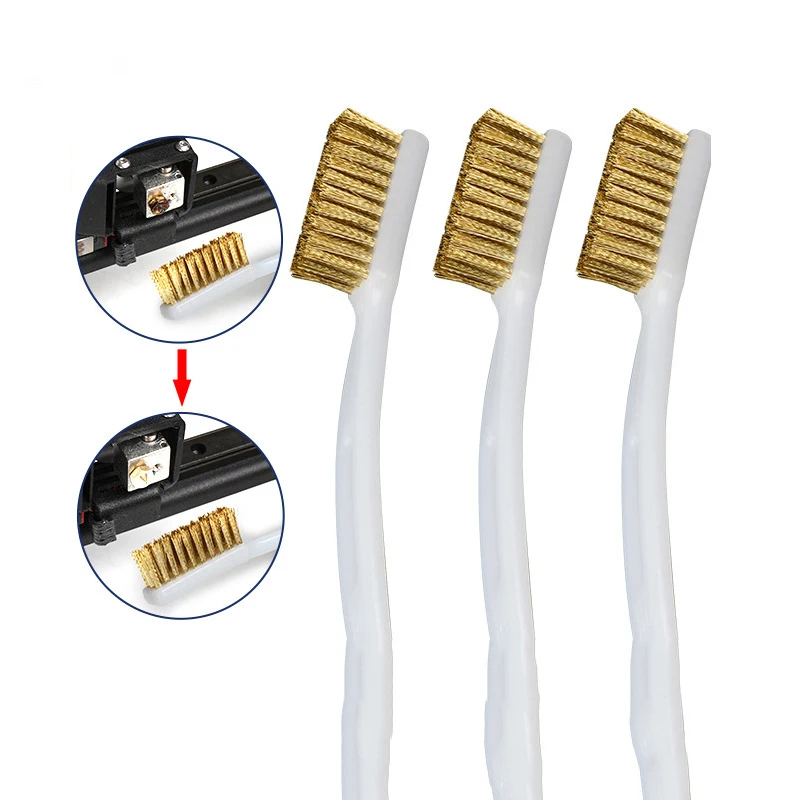 

Щетка для чистки сопла 3D-принтера, латунная щетка-зубная щетка с изогнутой ручкой, для очистки подогреваемой платформы 3D-принтера