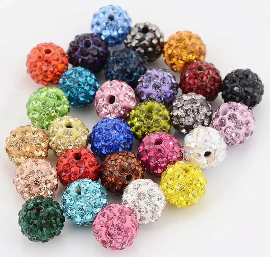 Wholesale 100 Pcs Cz Crystal Loose Beads Pave Disco Balls Mixed Colors 8MM/10MM