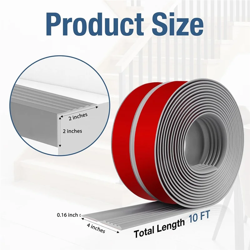 ABGR-Окантовка по краям лестницы Самоклеящаяся формовочная накладка на лестницу Нескользящий резиновый нос для использования в помещении и на открытом воздухе
