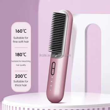 Image Essential Oil Brush Wireless Hair Straightener Comb For Dry and Curly Hair Repair Electric Hot Comb