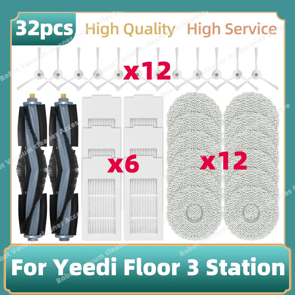 Compatible For Yeedi Floor 3 Station Parts Main Side Brush Hepa Filter Mop Cloth Replacement Accessories