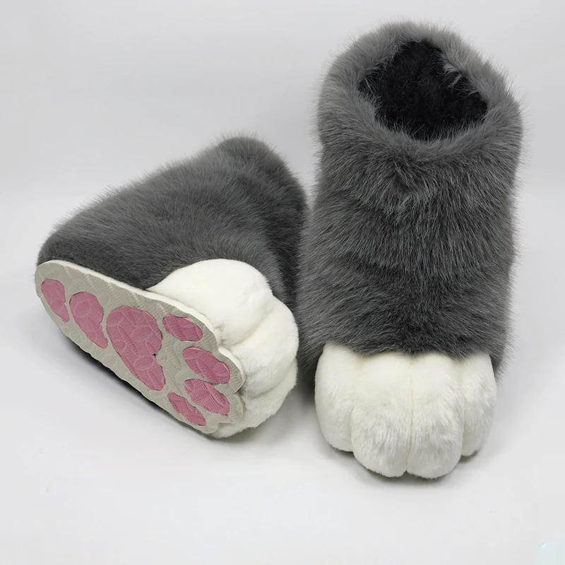 Harige Kat Poot Schoenen Pluizige Laarzen Meisjes Schoenen Beest Poot Schattig Pluche Kig Fursuit Dierenvoet Sokken Anime Party Cosplay Kostuum