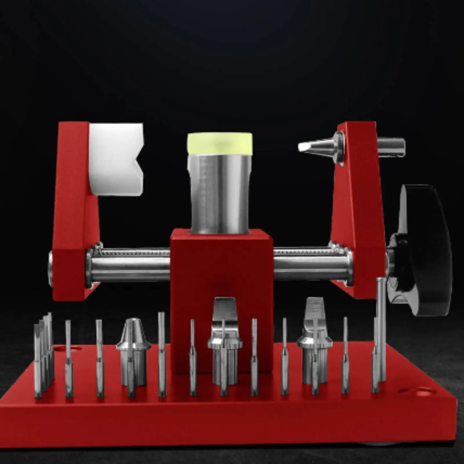 Watch Repair Tool Kit Case Opener Machine with Handwheel and Metal Dies for Professional Watchmaker Servicing Equipment