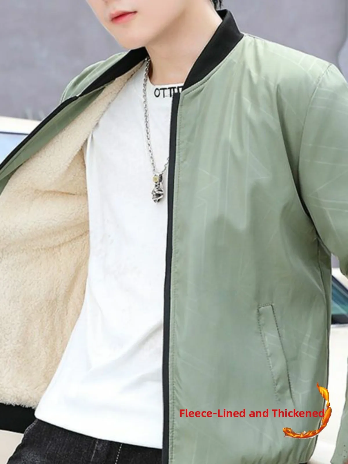 

Утепленная флисовая куртка для мужчин и подростков, осенне-зимняя, в бейсбольном стиле, модная, приталенная, повседневная, теплая, верхняя одежда