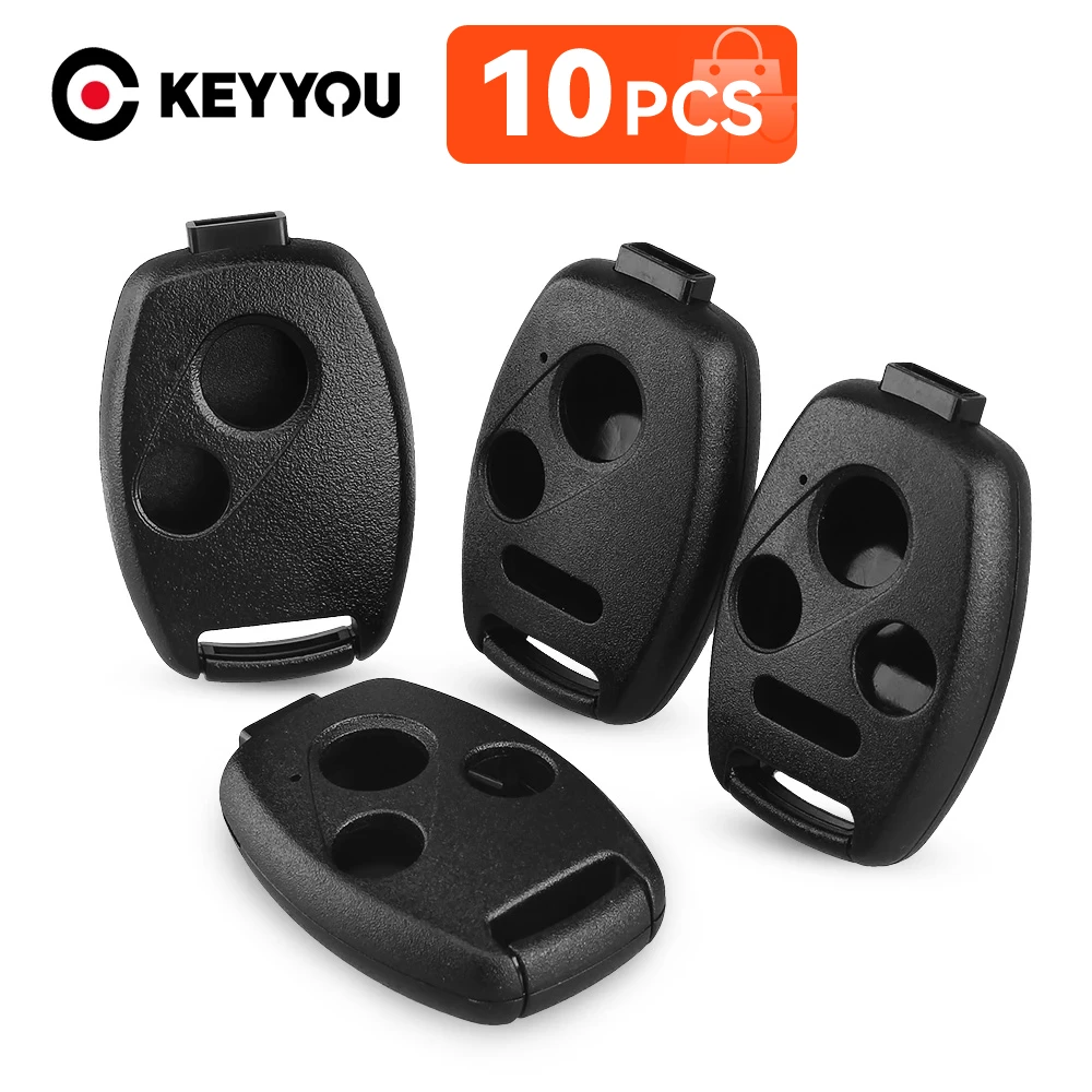 KEYYOU 10X 2/3/4 Button Car Key Case Shell Remote For Honda Accord CRV Pilot Civic 2003 2004 2005 2006 2007 No Blade Case