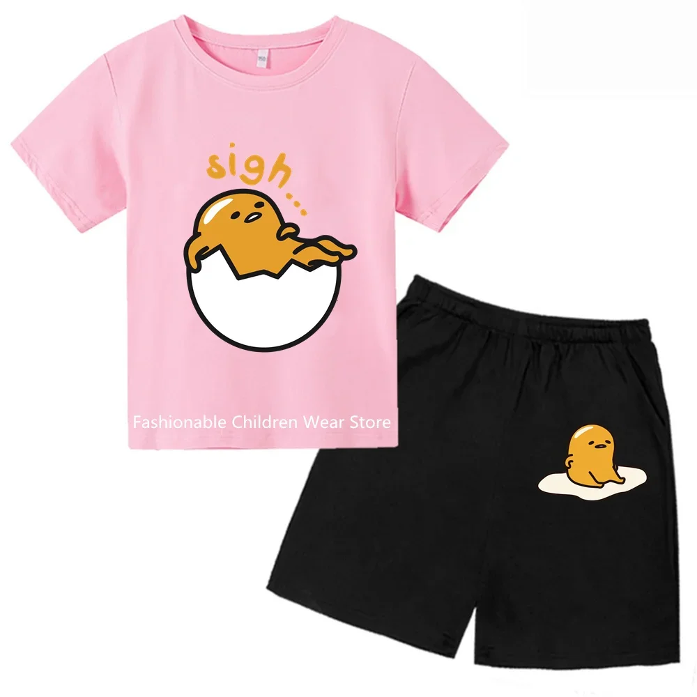 Gudetama 2024 Soft & Comfy Shortsleeve Outfits - Kids Clothes For Boys & Girls - Summer Casual Wear For Ages 3 To 14