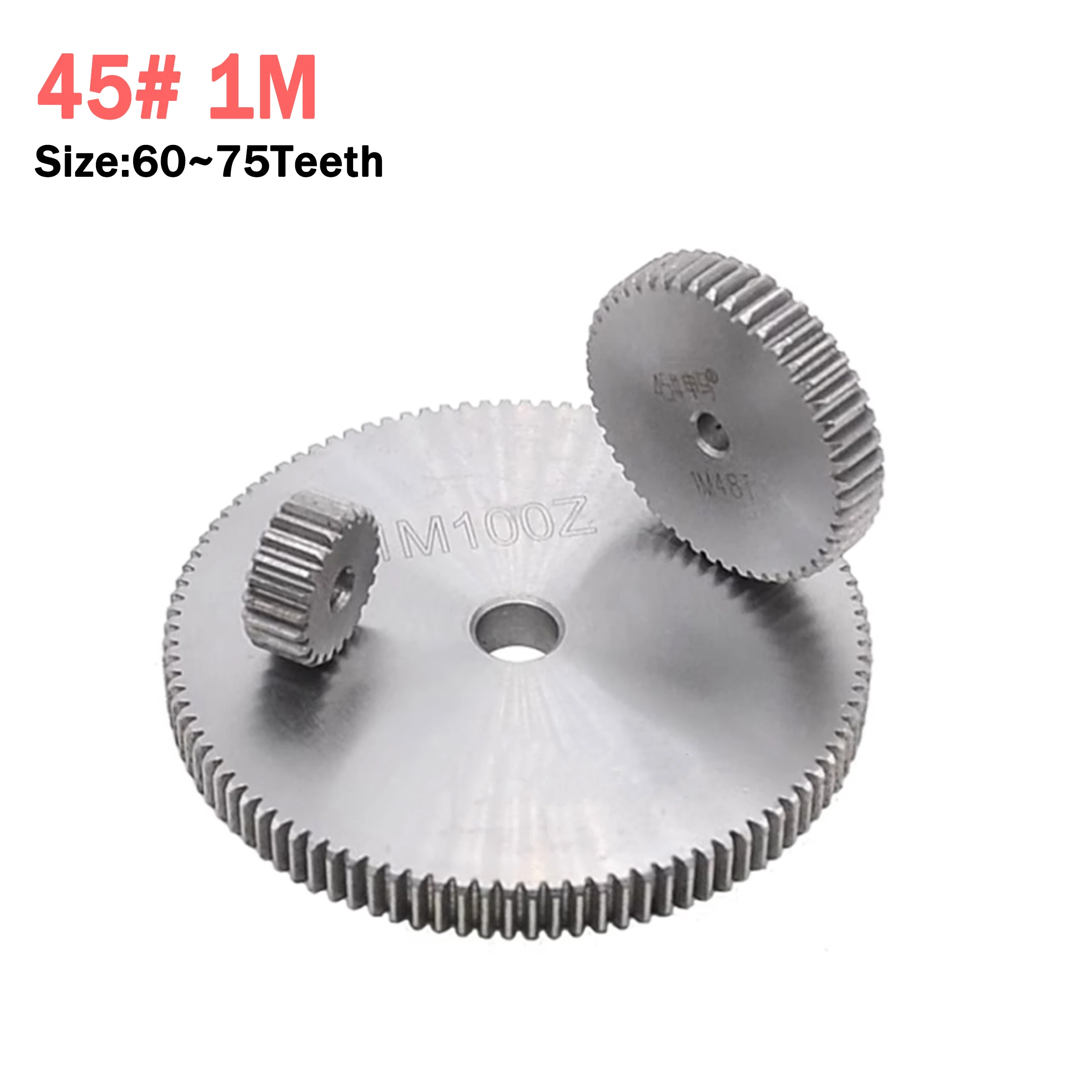 

1pcs 45# Steel Spur Gear 1M 60-75Teeth Motor Gear Parts Thickness:10mm