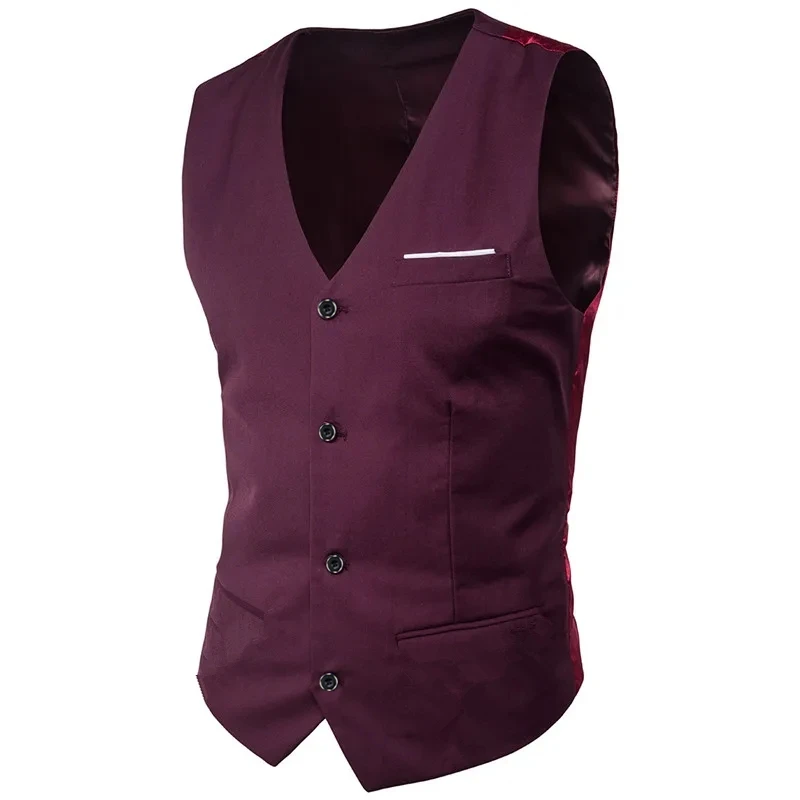 Men\'s Suit Vest Brand Good Quality Solid Color Business Wedding Dress Vest  Mens Fashion Slim Fit Waistcoat / Large Size S-6XL